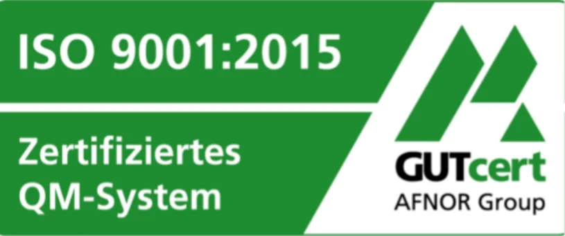 Logo des ISO QM-Zertifikats der GUTcert AFNOR Group